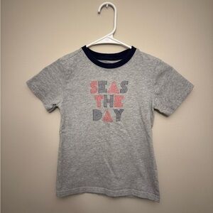 Janie and Jack Gray with Navy Trim “Seas The Day” Tee Size 7